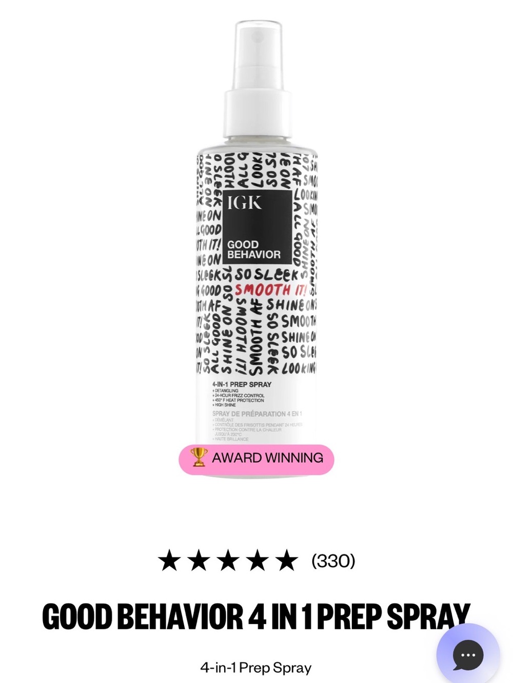 GK Good Behavior 4-in-1 Prep Spray - White and Black Accents
